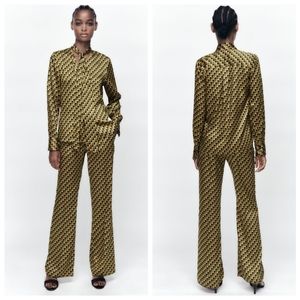 Zara Geometric Blouse with tie